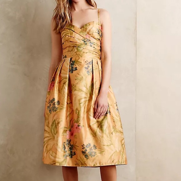 NWOT Anthropologie James Coviello Yellow Floral Botanica Dress - Picture 1 of 7